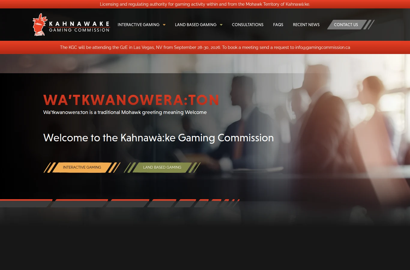 Kahnawake Gaming Commission homepage, the regulator behind Client Provider Authorization licences